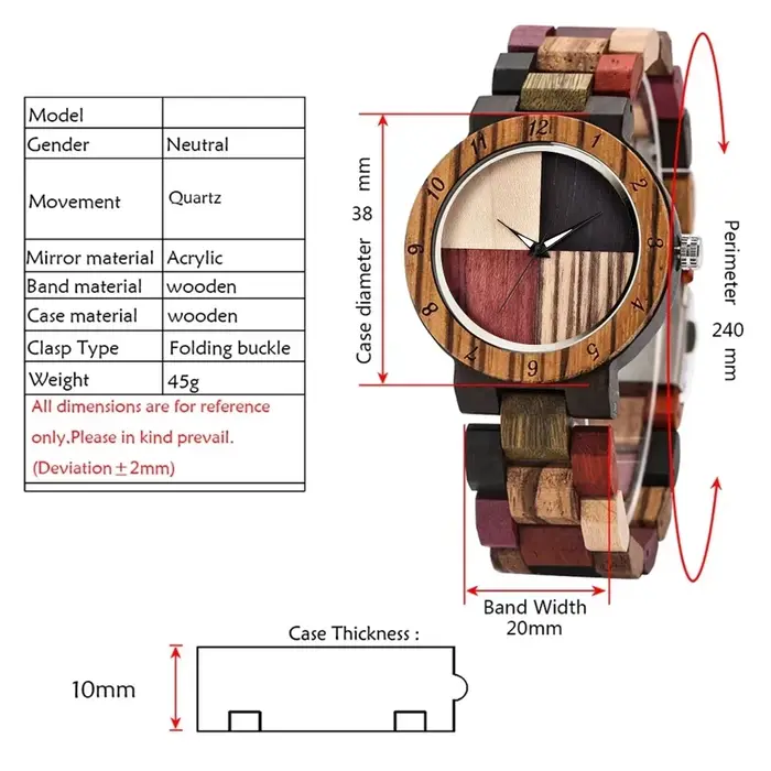 Montre en bois unique pour femme