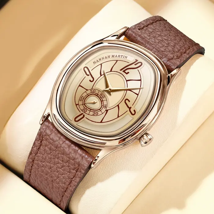 HANNAH MARTIN femmes montre créative or Rose horloge en cuir 40mm rêveur géométrique coquille 3Bar é
