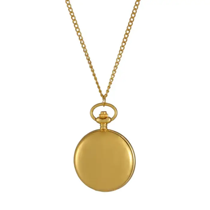 Montre de poche à quartz classique vintage doré avec chiffres arabes et chaîne réglable - Accessoire de mode rond pour hommes