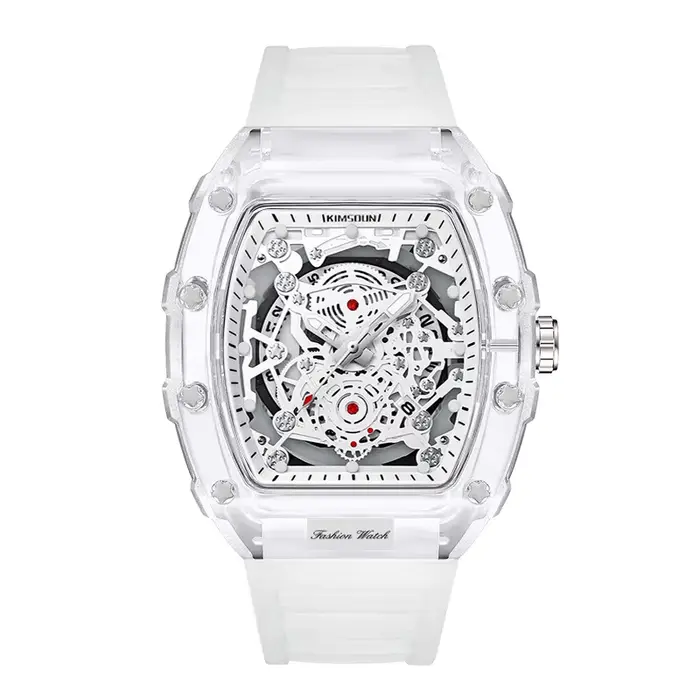 Montre UTHAI BK134 en forme de couvercle de caisse résistante à l'eau pour hommes avec bracelet en silicone et mouvement quartz pour aventuriers