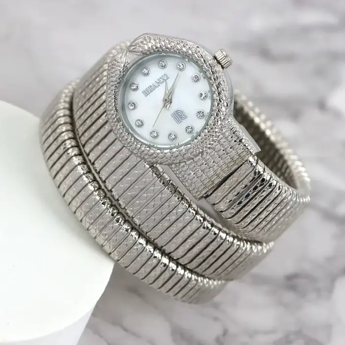 Montre à Quartz en forme de serpent de luxe, Bracelet en acier inoxydable, montres-bracelets