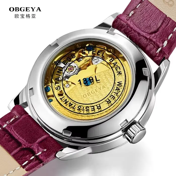 Montre-bracelet de luxe rose pour femme, montre mécanique automatique, résistante aux chocs, pour occasions spéciales et quotidienne
