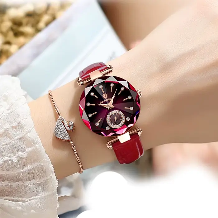 POEDAGAR femmes montres mode diamant cadran en cuir montre à Quartz haut de gamme de luxe étanche dames montre-bracelet petite amie cadeau