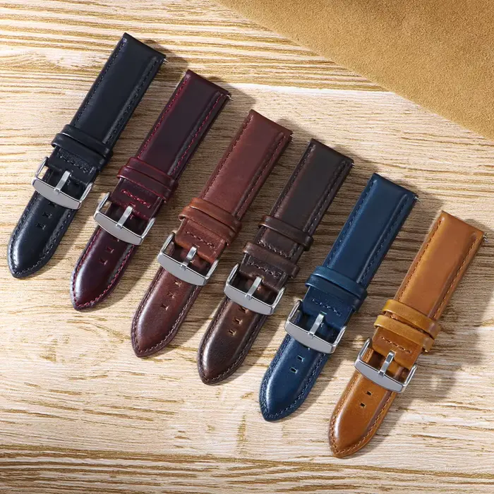 Bracelet de montre Vintage à dégagement rapide en cuir de vache