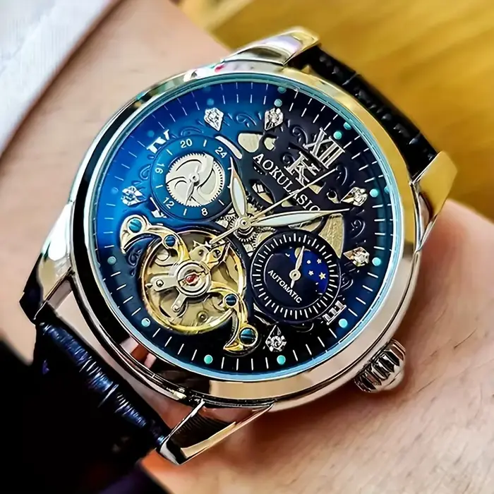Montre mécanique entièrement automatique à tourbillon de luxe haut de gamme pour hommes