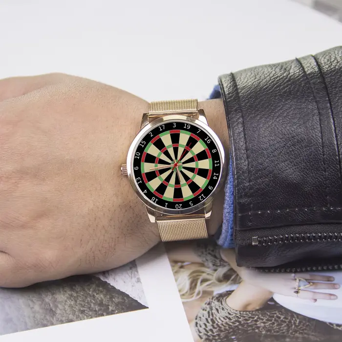 Montre-bracelet à quartz avec boîtier en or pour homme