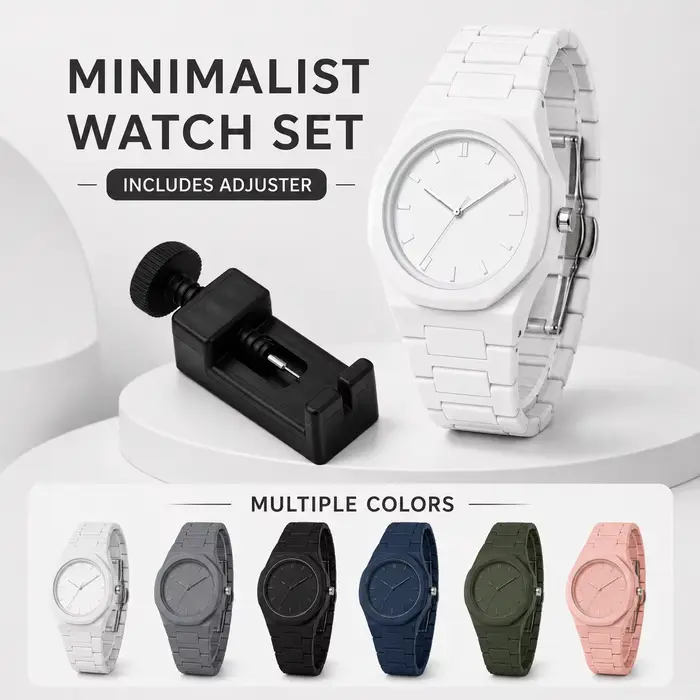 Ensemble de montres minimalistes à bracelet maillon avec ajusteur de montre gratuit