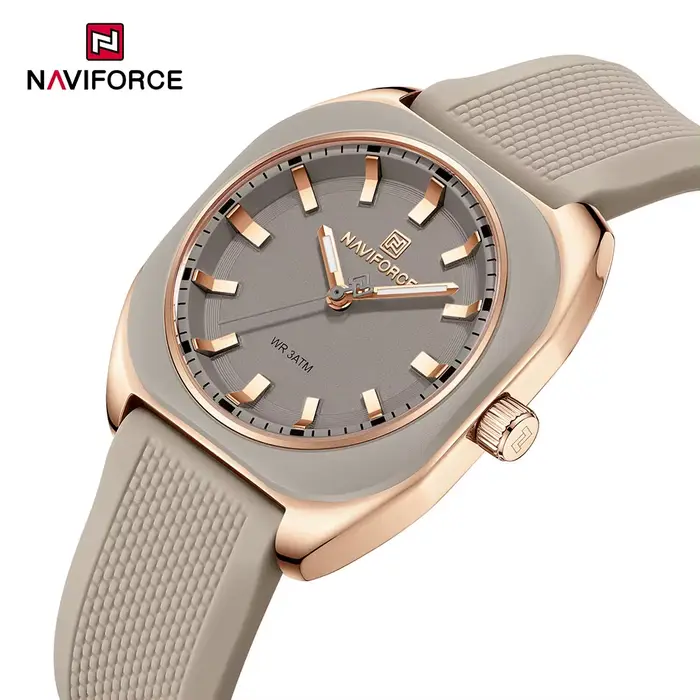 NAVIFORCE mode femmes décontracté élégant Simple polygone Quartz Silicone montre cadeau pour femmes 