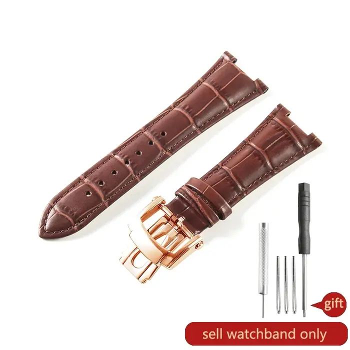 Bracelet de montre en cuir de vache concave et convexe pour homme occasions spéciales polyvalent élégant