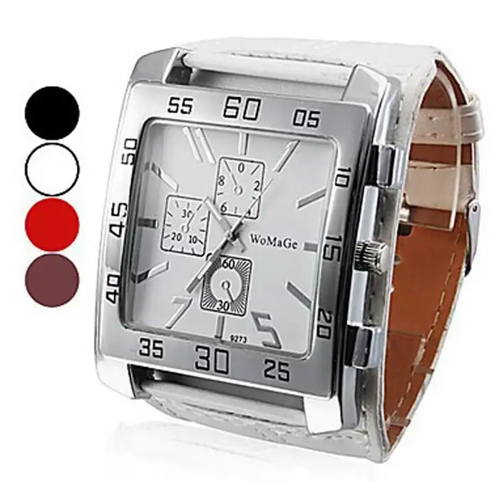 Montre-bracelet carrée à quartz pour femme large bracelet cuir élégante mode décontracté occasions spéciales femmes