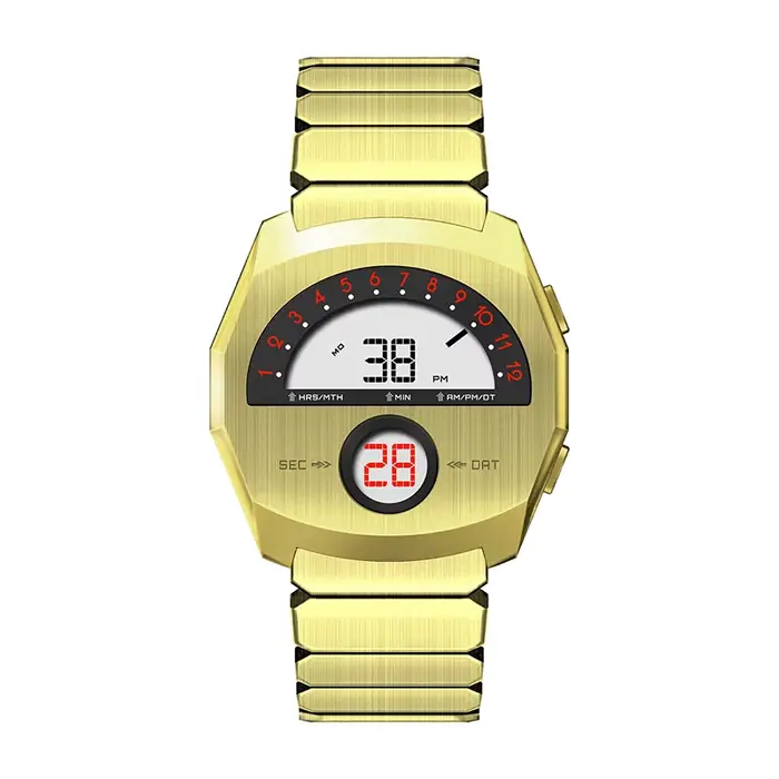 Montre-bracelet créative au design unique avec bracelet doré pour hommes