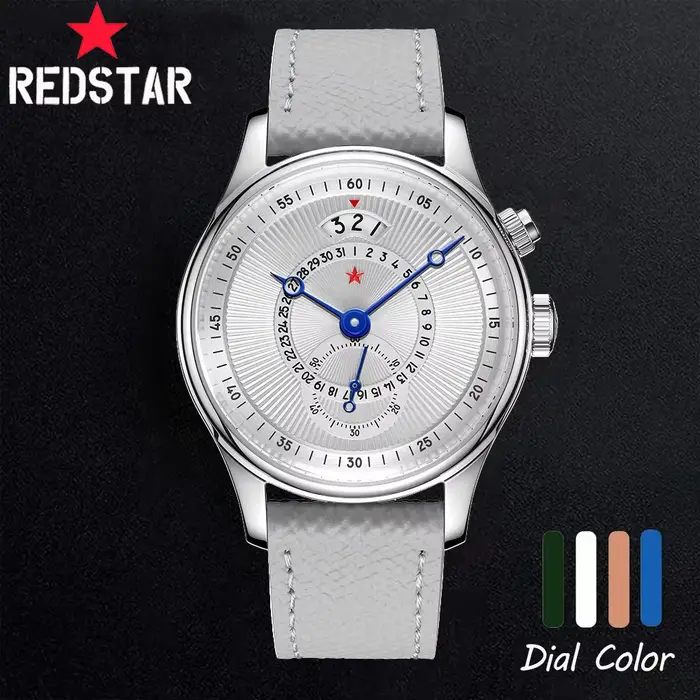 Montre pour hommes Red Star 40mm Premium avec mouvement mouette ST1716 calendrier étanche 3ATM