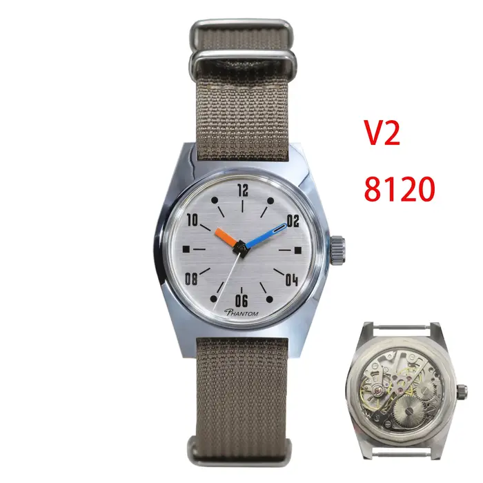 Montre mécanique à remontage manuel PHANTOM 7120 pour homme, 36 mm, style rétro, montre classique si