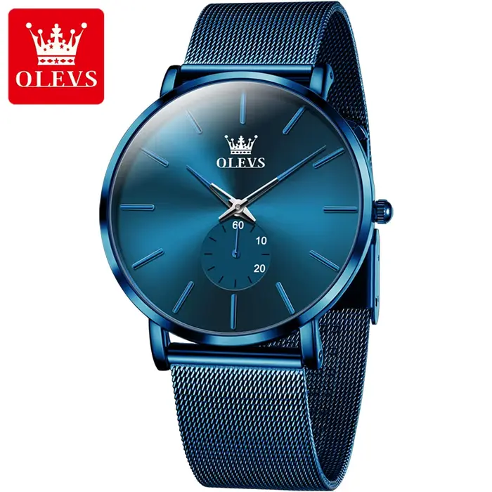 Montre homme OLEVS 9954, style minimaliste, ultra-fine, quartz, originale, étanche et lumineuse.