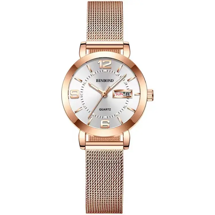 Montres-bracelets de luxe BINBOND à quartz pour femmes, lumineuses, étanches, avec affichage de la d