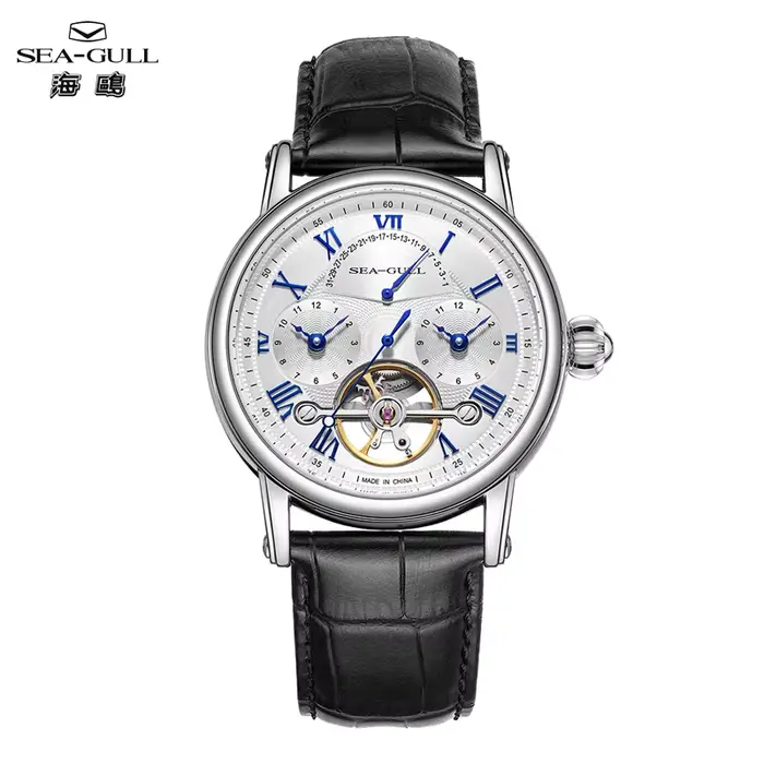 Montre Seagull pour hommes, montre mécanique automatique à double fuseau horaire, saphir, montre-bra