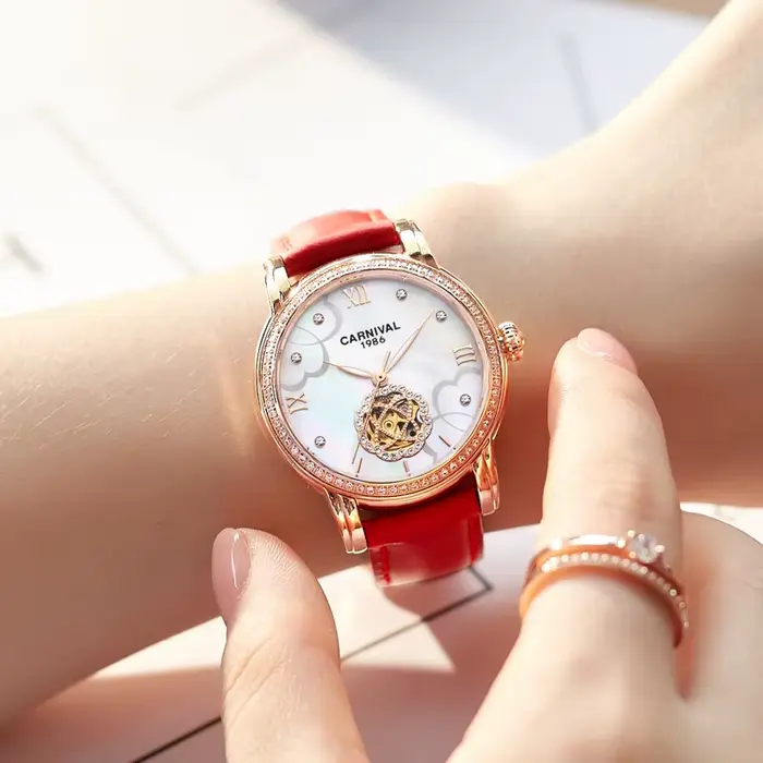Carnival-Montre mécanique en diamant pour femme