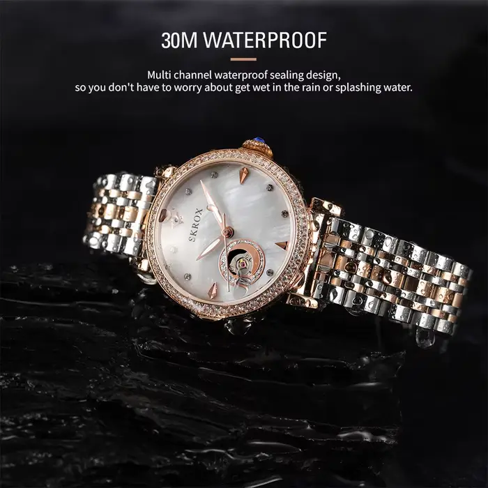 Montre-bracelet de luxe en acier inoxydable pour femme