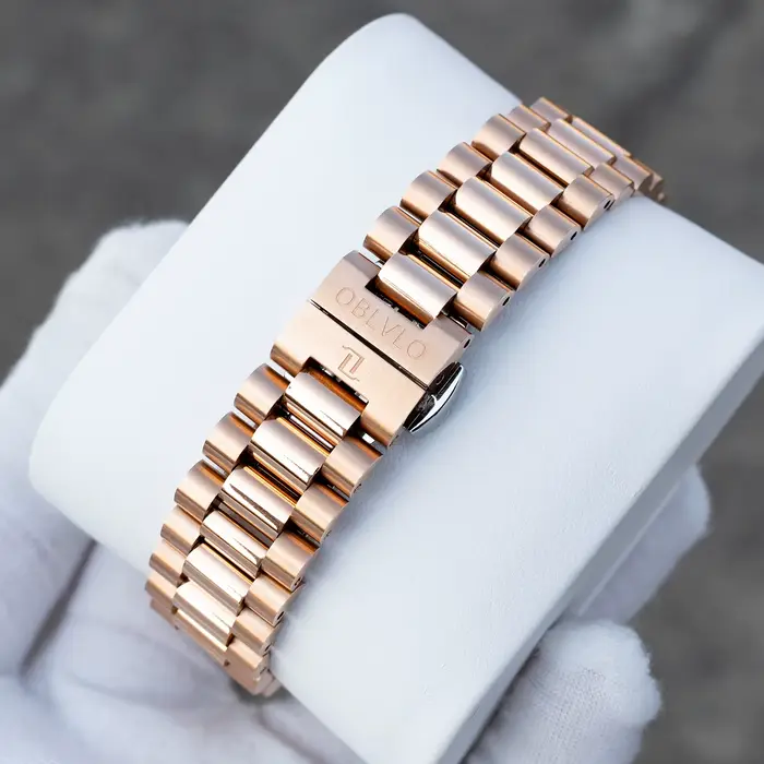 Montre automatique de luxe homme cadran marron bracelet or rose date avec résistance à l'eau et affichage lumineux pour occasions spéciales