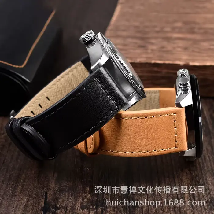 Bracelet de montre en cuir véritable pour hommes