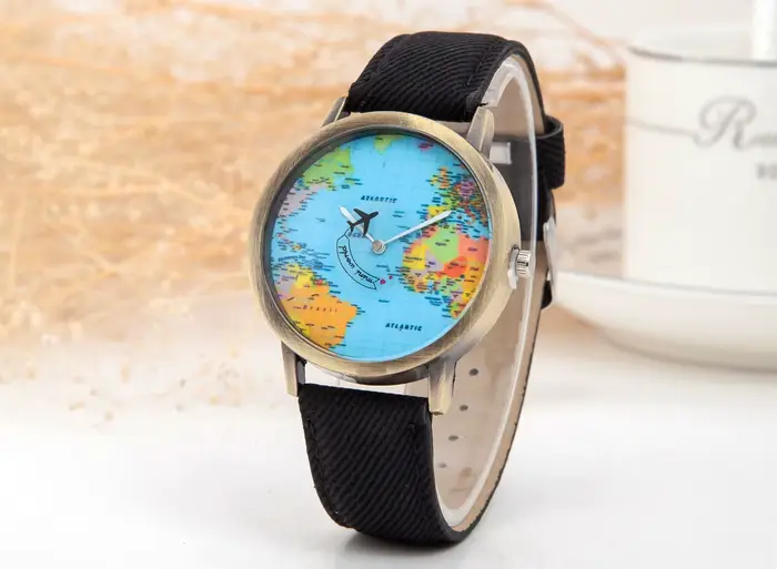 Montre pour homme, montre à quartz originale et tendance, cadran personnalisé avec globe, montre en 