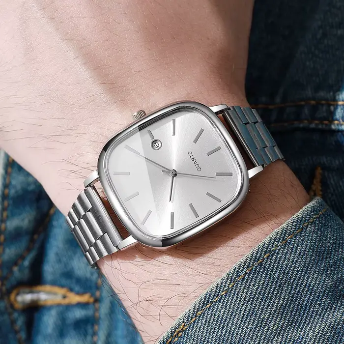 Montre homme yolako à quartz avec calendrier analogique, design carré et fermeture à crochet pour homme occassions spéciales