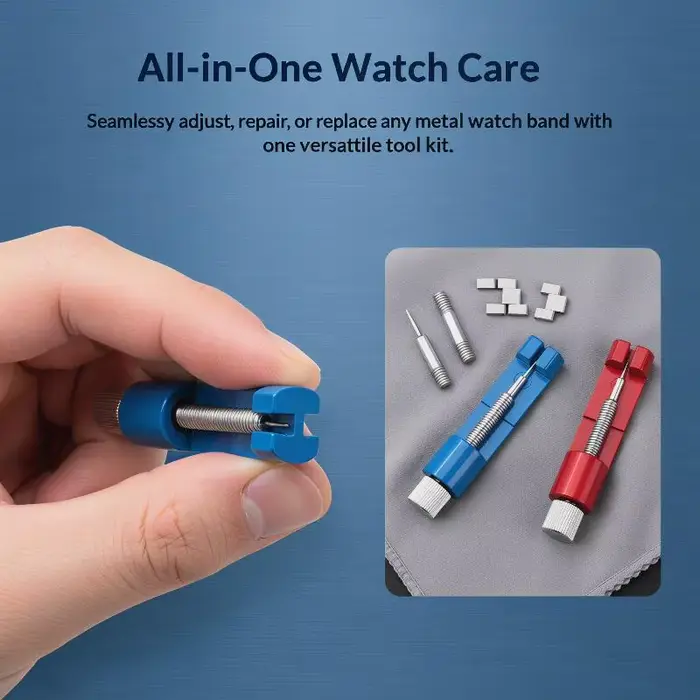 Kit d'ajustement de bracelet de montre en alliage d'aluminium avec poussoir de goupilles, outil de démontage de maillons pour réparation de montres à domicile occasions spéciales