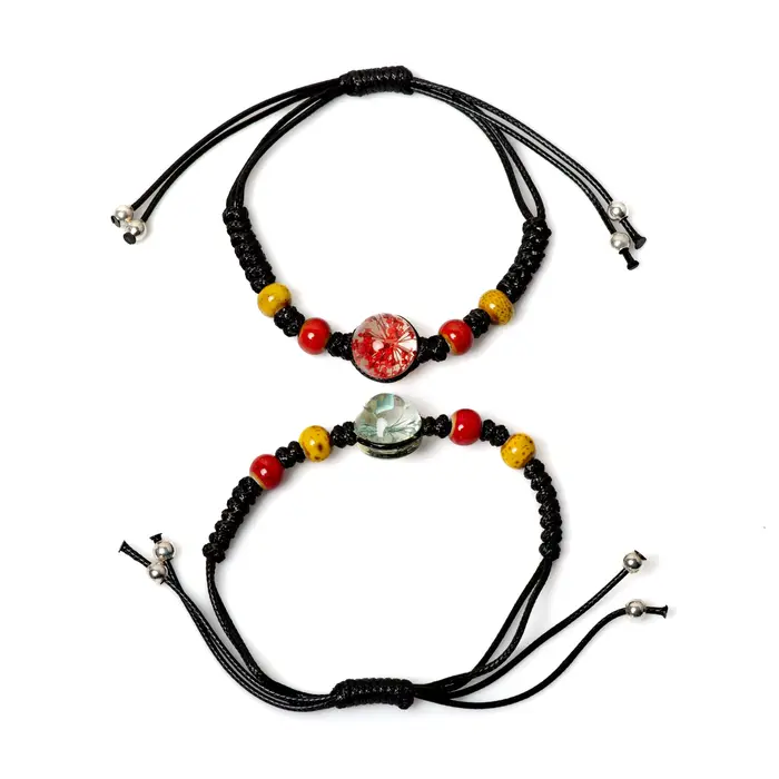 Bracelet perlé en céramique rouge pour hommes et femmes