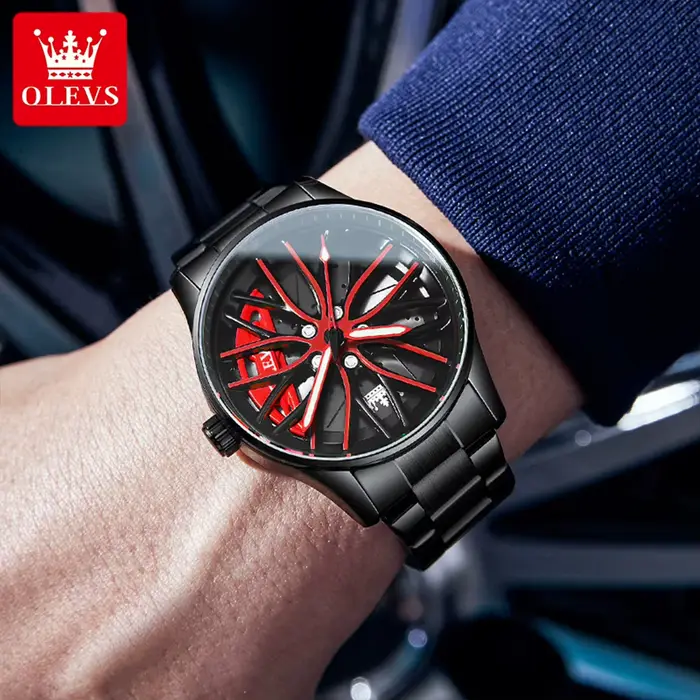 Montre-bracelet OLEVS 9937 en acier inoxydable lumineuse résistante à l'eau pour homme style fashion casual ocasions spéciales