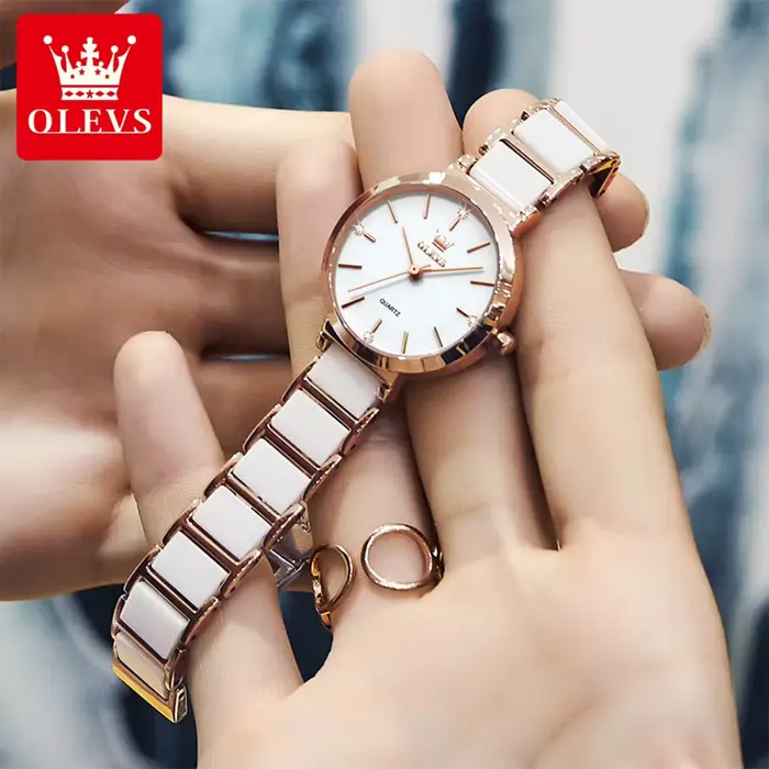 OLEVS nouvelle mode céramique bracelet Quartz femmes montre étanche marque de luxe