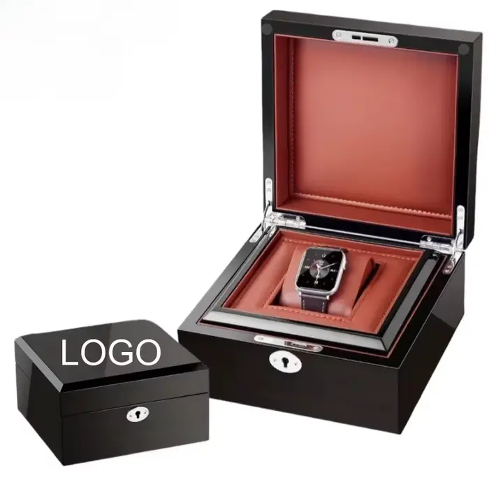 Boîte de montre luxueuse à rabat avec Logo personnalisé, vitrine, cadeau de luxe, boîte de vernis de