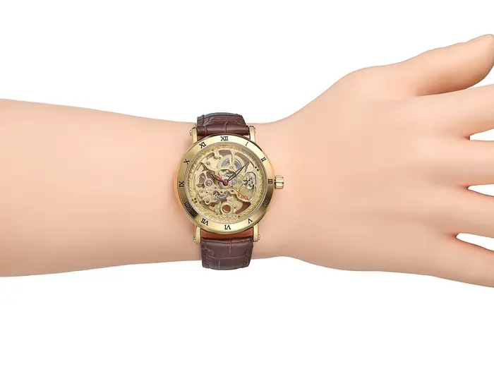 Montre automatique FORSINING avec cadran squelettique et bracelet en cuir pour homme occasions spéciales élégance moderne
