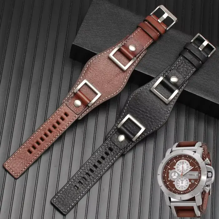 Fossil JR1157 Bracelet de montre en cuir véritable 24mm hommes