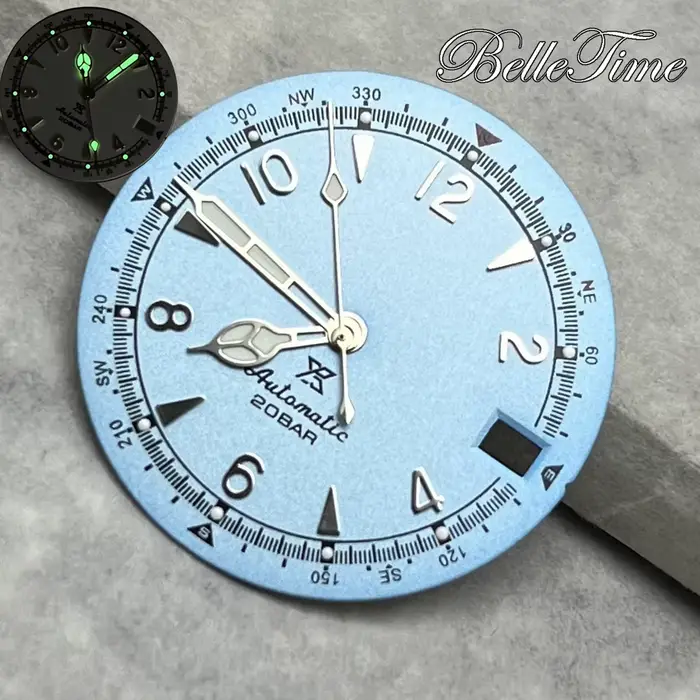 Cadran de montre Vintage 28.5mm, aiguilles vertes lumineuses pour SKX Mod Fit NH35/36, mouvement de 