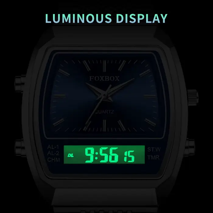 FOXBOX montres à Quartz de luxe mode double affichage temps pour hommes femmes Sports de plein air semaine étanche montre-bracelet numérique Relojes