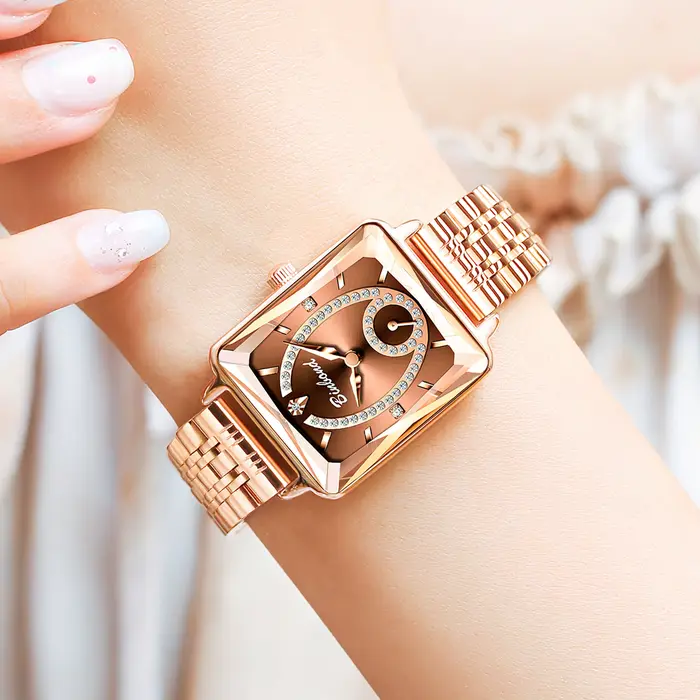 Montres à quartz rectangulaires de luxe BINBOND pour femmes