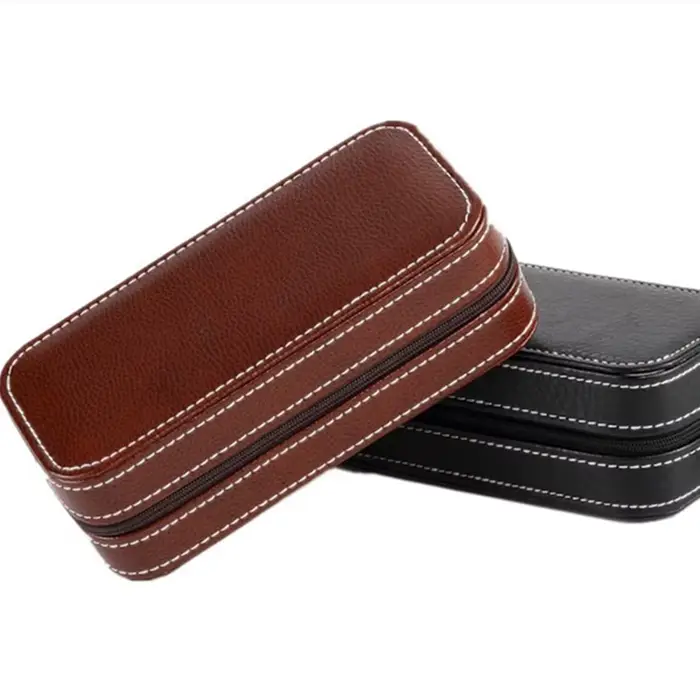 Boîte de rangement de montre en simili cuir pour hommes, affichage de montre, étui de montre de voyage, support de montre, boîte de montre de deux emplacements, élégance pour bureau et voyage