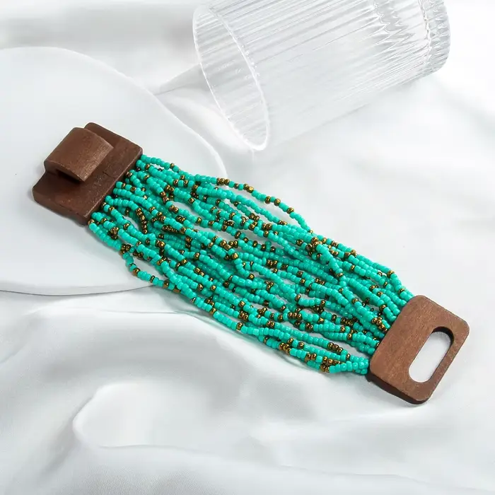 Bracelet géométrique en bois pour femmes
