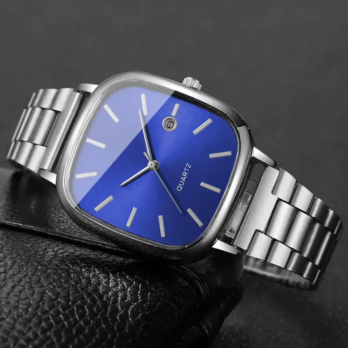 Montre homme yolako à quartz avec calendrier analogique, design carré et fermeture à crochet pour homme occassions spéciales