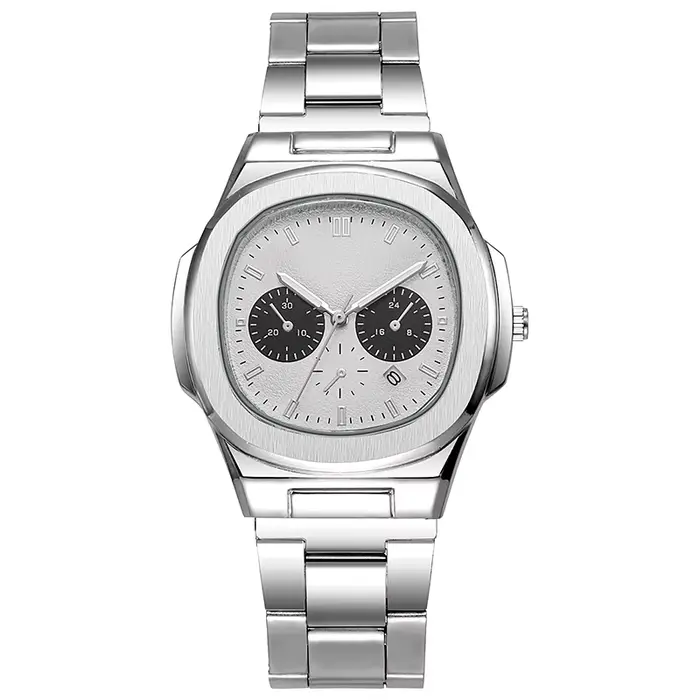 Montre de luxe style Nautilus - Bracelet en acier 4 couleurs, chronographe, sous-cadran, montre-brac