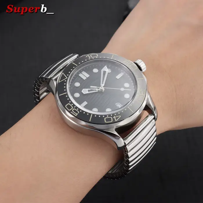 Bracelet de montre élastique en acier inoxydable argenté et doré de 12 mm