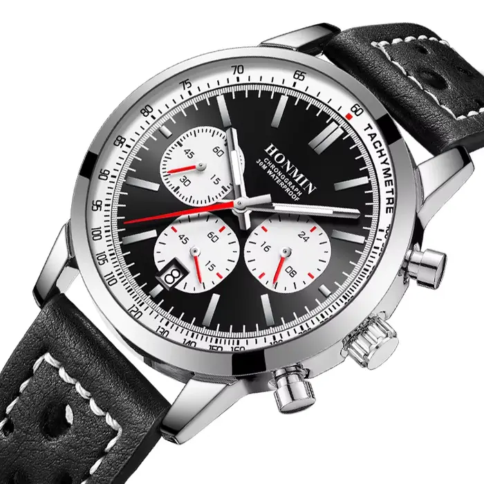 HONMIN homme montre de luxe de haute qualité étanche chronographe lumineux