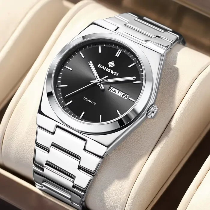 Montre d'affaires élégante pour femme avec mouvement à quartz, résistante à l'eau, calendrier complet et design moderne