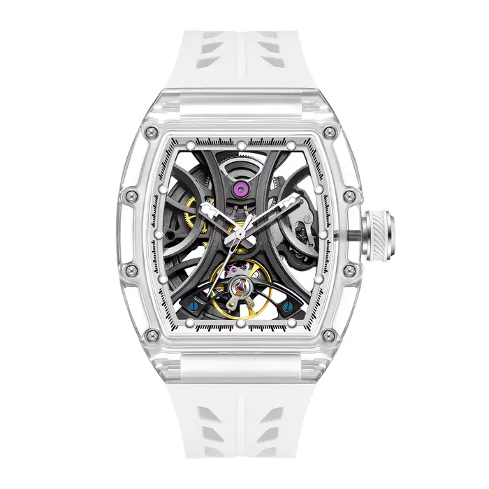 Montre automatique de style 2026, cadran tonneau, bracelet en silicone, étanche, sport, mécanique, m