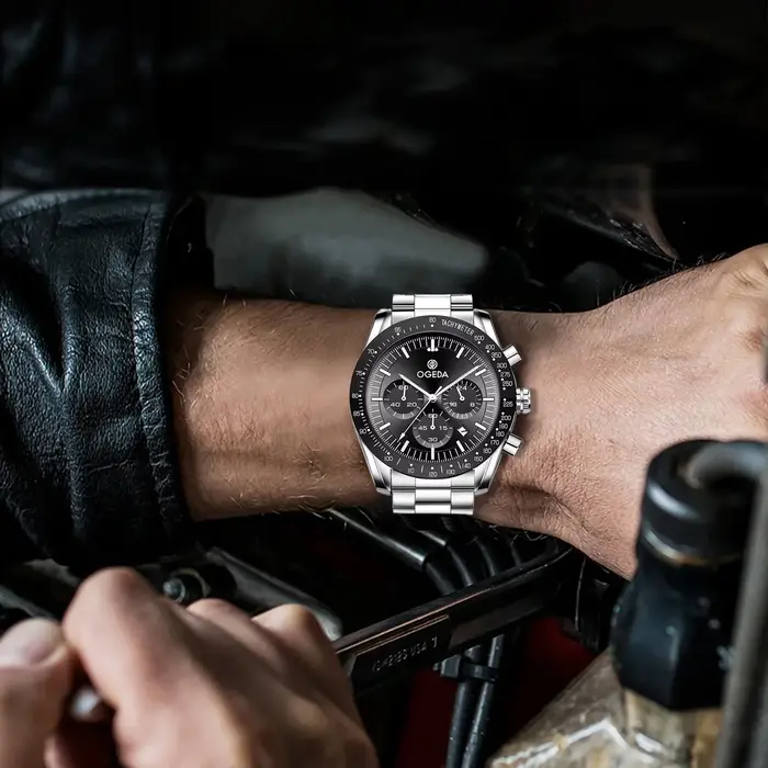 OGEDA 2024 nouvelle montre à Quartz pour hommes à la mode chronographe en alliage de verre minéral étanche 20Bar