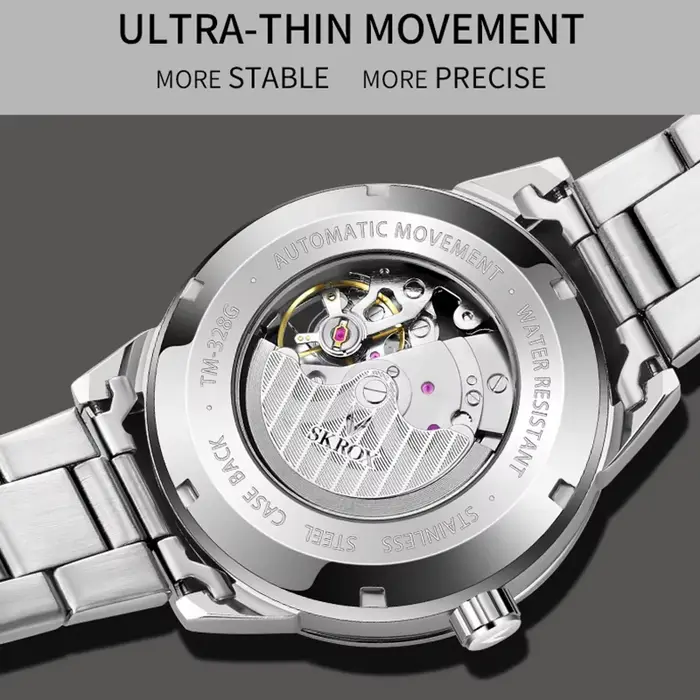 SKROX haut de gamme luxe plongeur lumineux homme montre mouvement automatique horloge mécanique montres en acier