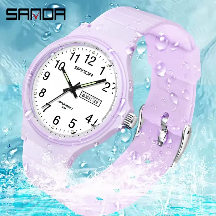 Mode Sanda Top marque Calenda montre à Quartz minimalisme Style dames montre-bracelet Simple noir blanc étanche