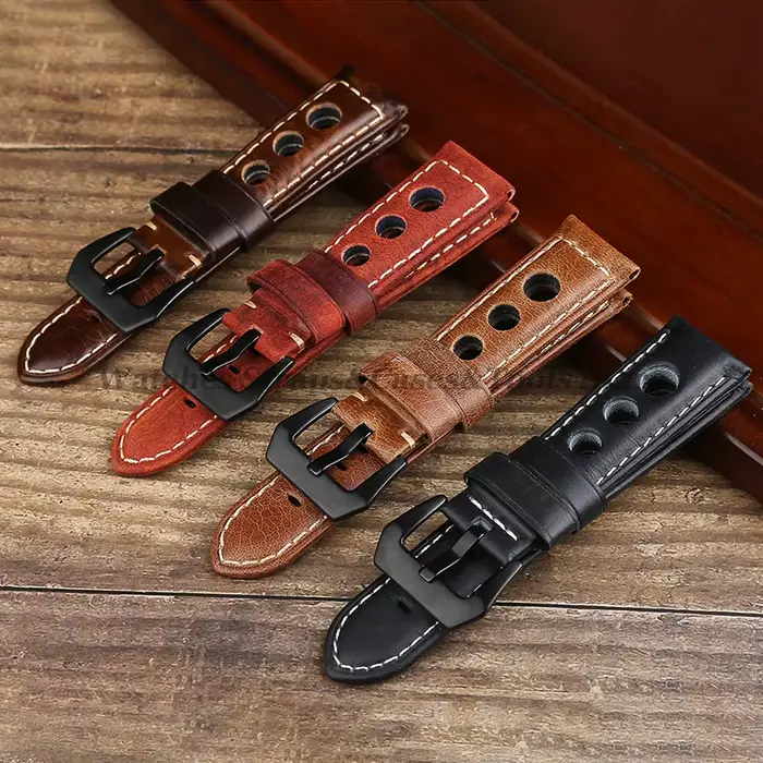 Bracelet de montre Vintage en cuir de vache véritable pour Omega pour Panerai pour femmes hommes