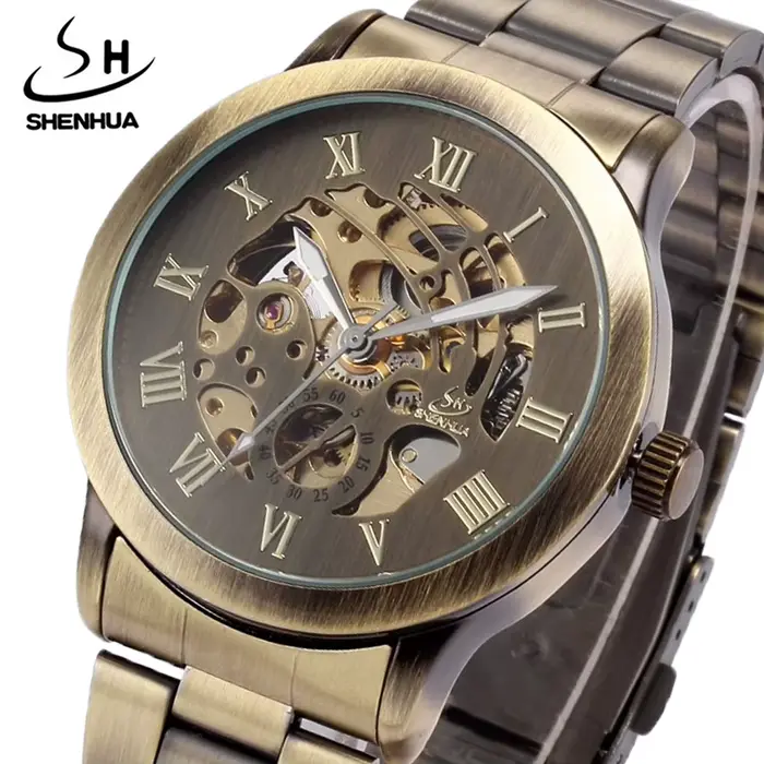 Montre mécanique rétro homme en acier inoxydable avec mouvement automatique pour occasions spéciales