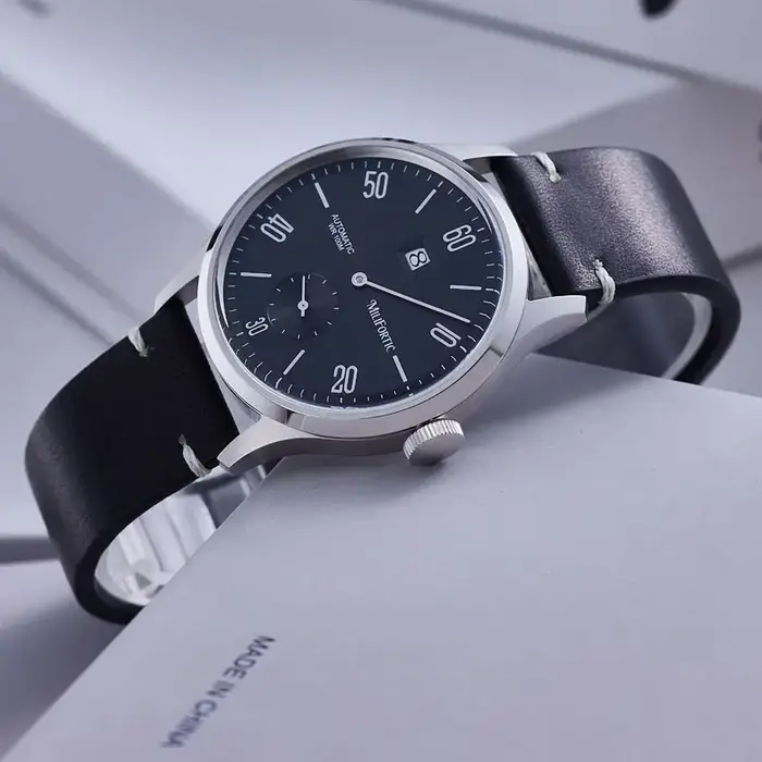 Milifortic 38MM minimaliste sauter heure montre automatique homme R088 saphir cristal 10ATM Vintage en acier inoxydable montres mécaniques